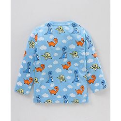 Babyhug Full Sleeves Night Suit Dino Printed - Blue