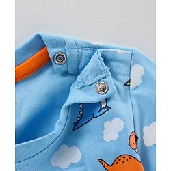 Babyhug Full Sleeves Night Suit Dino Printed - Blue