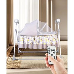 Babyhug Beryl Electronic Auto Swing Cradle With Remote Control - Yellow and Gray