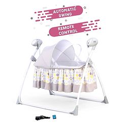 Babyhug Beryl Electronic Auto Swing Cradle With Remote Control - Yellow and Gray