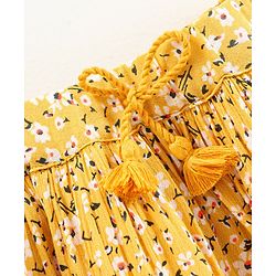 Babyhug Mid Thigh Skirt With Lining Floral Print- Yellow