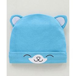 Babyhug Cotton Cap Bear Printed Blue - Diameter 15 cm