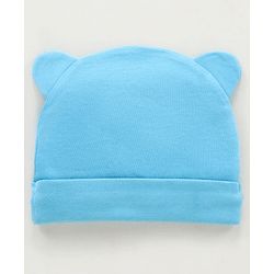 Babyhug Cotton Cap Bear Printed Blue - Diameter 15 cm
