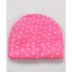 Babyhug 100% Cotton Caps Heart Print Pack of 2 - Pink Yellow