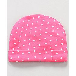 Babyhug 100% Cotton Caps Heart Print Pack of 2 - Pink Yellow