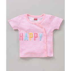 Babyhug 100% Cotton Antibacterial Half Sleeves Vests Rainbow Print Pack of 5 - Pink Blue Yellow White