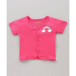 Babyhug 100% Cotton Antibacterial Half Sleeves Vests Rainbow Print Pack of 5 - Pink Blue Yellow White