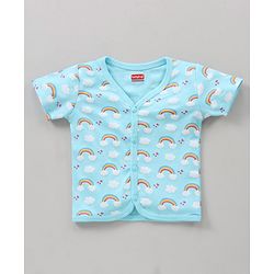 Babyhug 100% Cotton Antibacterial Half Sleeves Vests Rainbow Print Pack of 5 - Pink Blue Yellow White