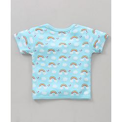 Babyhug 100% Cotton Antibacterial Half Sleeves Vests Rainbow Print Pack of 5 - Pink Blue Yellow White