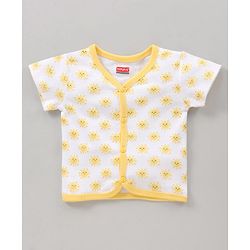Babyhug 100% Cotton Antibacterial Half Sleeves Vests Rainbow Print Pack of 5 - Pink Blue Yellow White