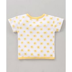 Babyhug 100% Cotton Antibacterial Half Sleeves Vests Rainbow Print Pack of 5 - Pink Blue Yellow White