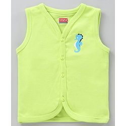 Babyhug 100% Cotton Anti-Bacterial Vests Sea Creatures Print Pack Of 5 - Multicolor