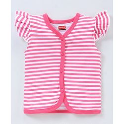 Babyhug 100% Cotton Flutter Sleeves Polka Dots Print & Striped Vest Pack of 3 - Multicolour