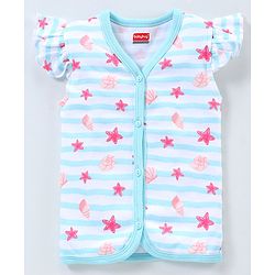 Babyhug 100% Cotton Flutter Sleeves Polka Dots Print & Striped Vest Pack of 3 - Multicolour