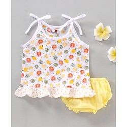 Babyhug 100% Cotton Fruit Printed Jhabla With Bloomer - Multicolour