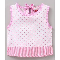 Babyhug 100% Cotton Vest With Bloomer Printed - Pink White