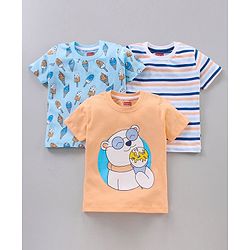 Babyhug Half Sleeves Tee Printed Pack of 3- Multicolor