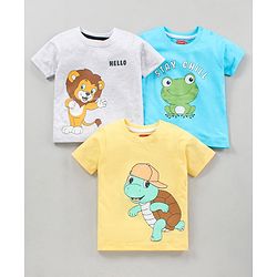 Babyhug Half Sleeves T-Shirts Animal Print Pack Of 3 - Multicolor