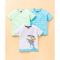 Babyhug Half Sleeves Printed T-Shirts Pack of 3 - Multicolor