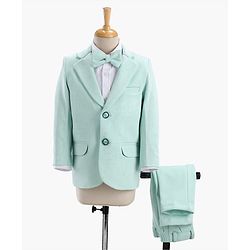 Babyhug Full Sleeves Party Suit With Bow Solid- Mint
