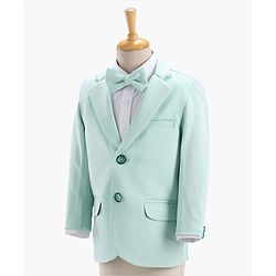 Babyhug Full Sleeves Party Suit With Bow Solid- Mint