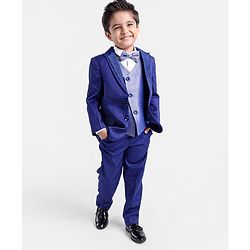 Babyhug Full Sleeves Solid Party Wear Suit - Navy