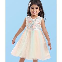 Babyhug Sleeveless Party Wear Tutu Frock Corsage Applique - Multicolor