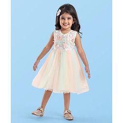 Babyhug Sleeveless Party Wear Tutu Frock Corsage Applique - Multicolor