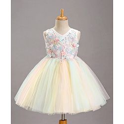 Babyhug Sleeveless Party Wear Tutu Frock Corsage Applique - Multicolor