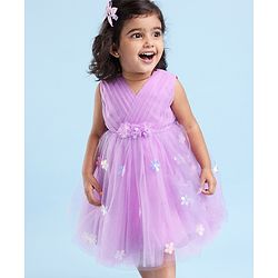 Babyhug Sleeveless Party Wear Tutu Frock Corsage & Sequin Applique - Lavender