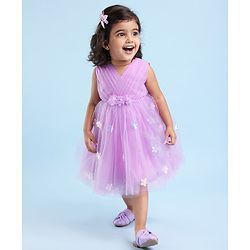 Babyhug Sleeveless Party Wear Tutu Frock Corsage & Sequin Applique - Lavender