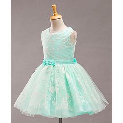 Babyhug Sleeveless Party Wear Frock With Corsage - Mint