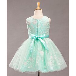 Babyhug Sleeveless Party Wear Frock With Corsage - Mint