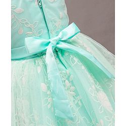 Babyhug Sleeveless Party Wear Frock With Corsage - Mint