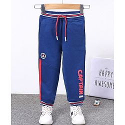 Babyhug Full Length Lounge Pants Text Print - Blue
