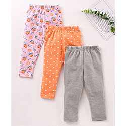 Babyhug Full Length Knit Multi Print & Solid Leggings Pack of 3 - Multicolor