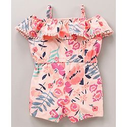 Babyhyg Cold Shoulder Sleeves Jumpsuit Floral Print - Pink