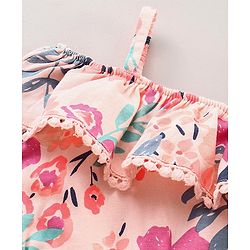 Babyhyg Cold Shoulder Sleeves Jumpsuit Floral Print - Pink