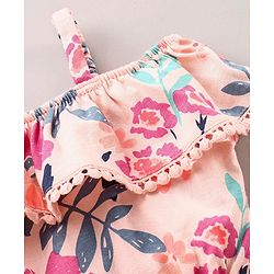 Babyhyg Cold Shoulder Sleeves Jumpsuit Floral Print - Pink