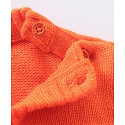 Babyhug Full Sleeves Knit Striped Pullover Text Patch - Navy Blue Orange