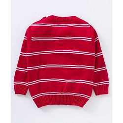 Babyhug Full Sleeves Knit Striped Pullover - Red