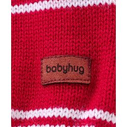 Babyhug Full Sleeves Knit Striped Pullover - Red