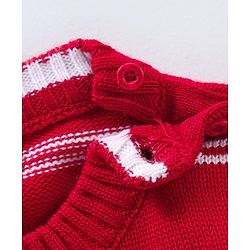 Babyhug Full Sleeves Knit Striped Pullover - Red