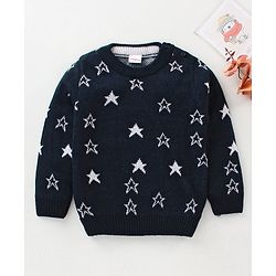Babyhug Full Sleeves Pullover Sweater Star Design - Navy