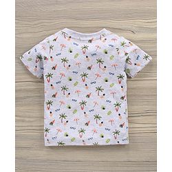 Babyhug Cotton Knit Half Sleeves T-Shirt & Shorts Beach Printed - Grey Orange