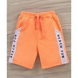 Babyhug Cotton Knit Half Sleeves T-Shirt & Shorts Beach Printed - Grey Orange