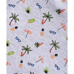 Babyhug Cotton Knit Half Sleeves T-Shirt & Shorts Beach Printed - Grey Orange