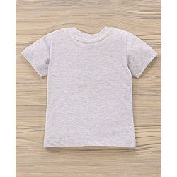 Babyhug Half Sleeves Knit T-Shirt & Shorts Set Dino Print & Patch - Grey Yellow