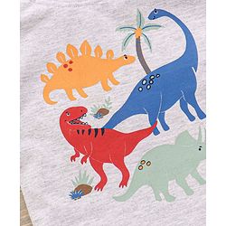 Babyhug Half Sleeves Knit T-Shirt & Shorts Set Dino Print & Patch - Grey Yellow