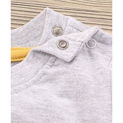 Babyhug Half Sleeves Knit T-Shirt & Shorts Set Dino Print & Patch - Grey Yellow